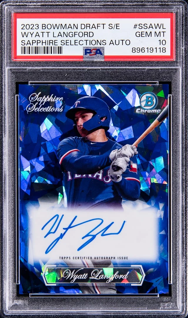 2023 Bowman Draft Sapphire Wyatt Langford Selections Autograph #SSA-WL card image