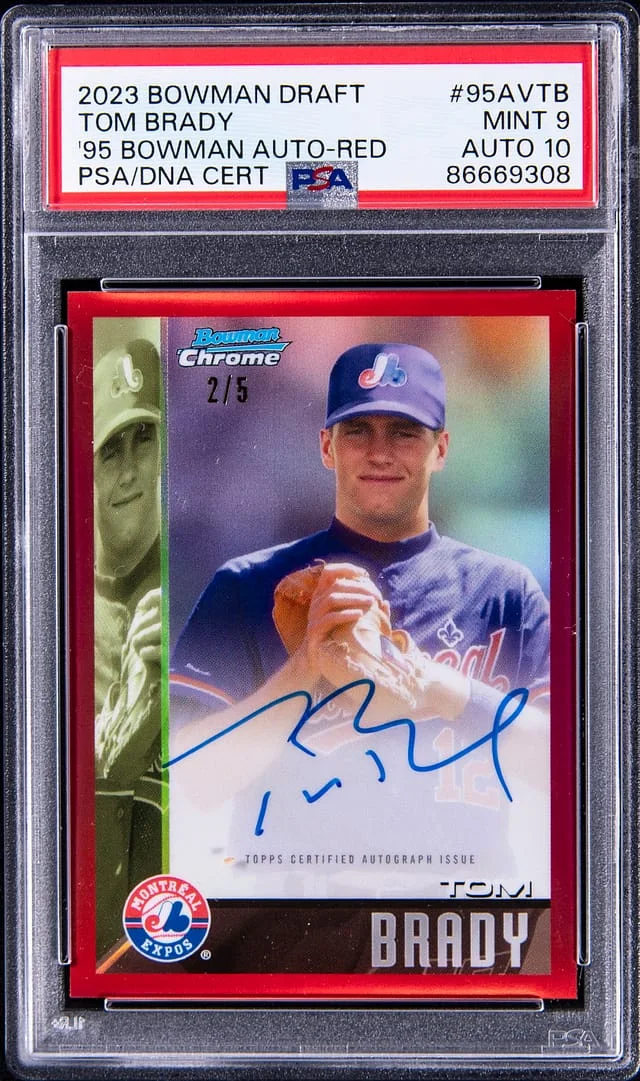 2023 Bowman Draft Tom Brady 1995 Bowman Dream Draft Picks Autographs Gold #95AVTB card image