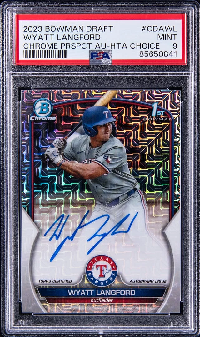 2023 Bowman Draft Wyatt Langford Chrome Prospect Autograph #CDA-WL card image