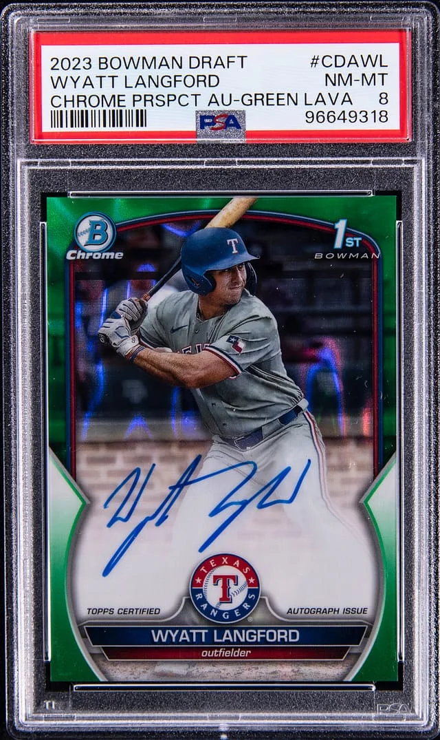 2023 Bowman Draft Wyatt Langford Chrome Prospect Autograph #CDAWL card image