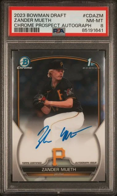 2023 Bowman Draft Zander Mueth Chrome Prospect Autograph #CDA-ZM card image