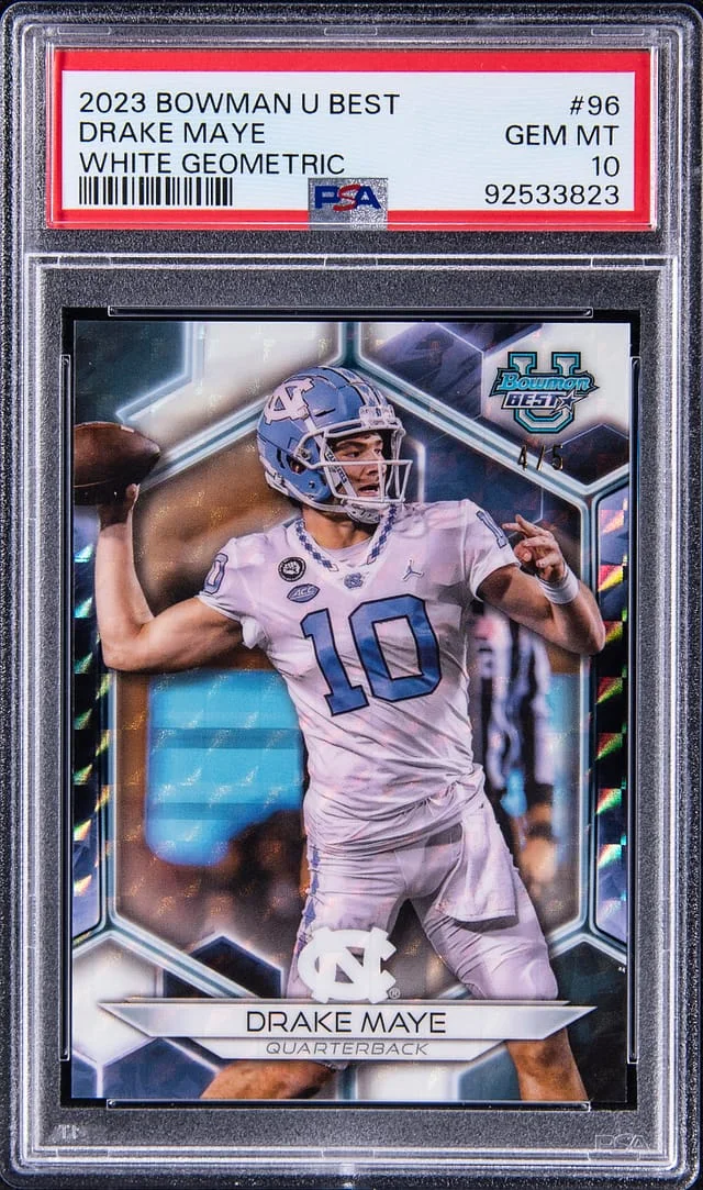 2023 Bowman Drake Maye U Best White Geometric #96 card image