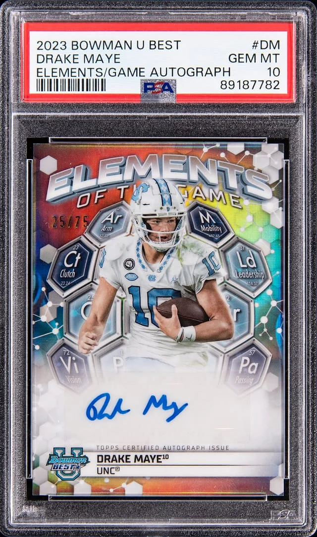 2023 Bowman Drake Maye U Best Elements of the Game Autograph #ETGA-DM card image