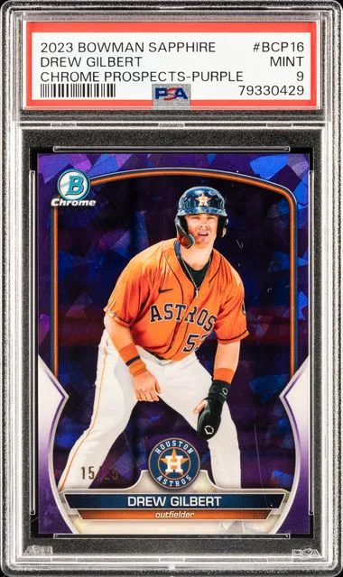 2023 Bowman Drew Gilbert Sapphire Edition Chrome Prospects Purple #BCP-16 card image