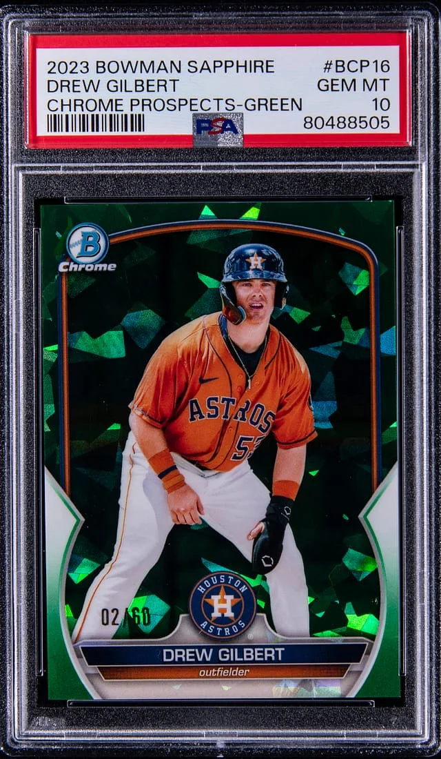 2023 Bowman Drew Gilbert Sapphire Chrome Prospects Green #BCP16 card image