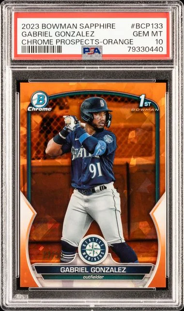 2023 Bowman Gabriel Gonzalez Sapphire Edition Chrome Prospects Orange #Bcp133 card image