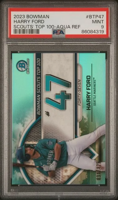 2023 Bowman Harry Ford Scouts' Top 100 Aqua Refractor #BTP47 card image