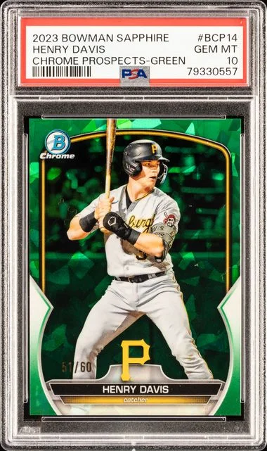 2023 Bowman Henry Davis Sapphire Edition Chrome Prospects Green Refractor #BCP-14 card image
