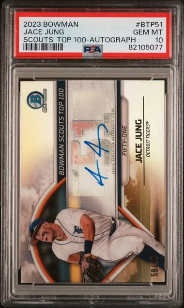 2023 Bowman Jace Jung Scouts' Top 100 Autograph #BTP51 card image