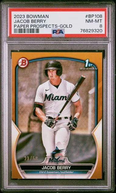 2023 Bowman Jacob Berry Paper Prospects Gold #BP-108 card image
