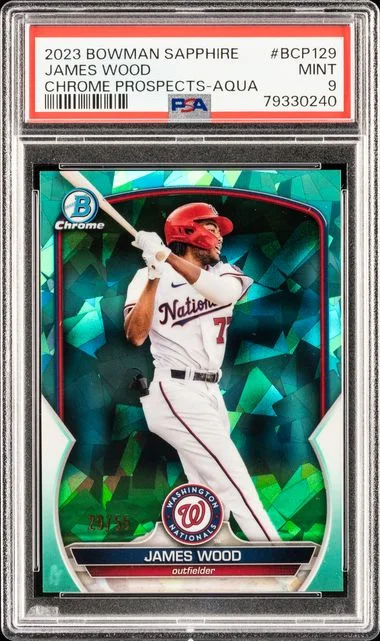 2023 Bowman James Wood Sapphire Edition Chrome Prospects Aqua #BCP129 card image