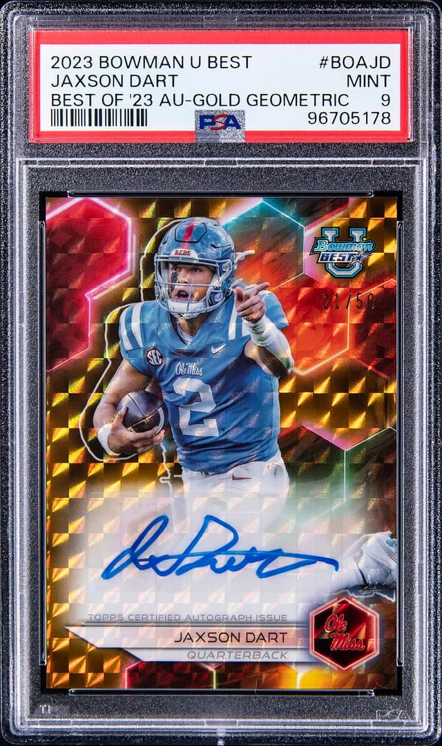 2023 Bowman Jaxson Dart U Best Best of '23 Autograph Gold Geometric #BOA-JD card image