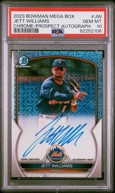 2023 Bowman Jett Williams Mega Box Chrome Prospect Autographs #JW card image