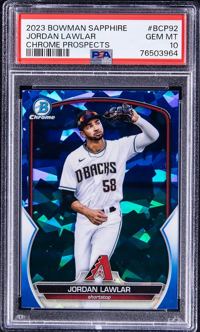 2023 Bowman Jordan Lawlar Sapphire Chrome Prospects Aqua #BCP-92 card image