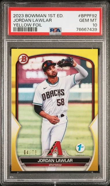2023 Bowman Jordan Lawlar 1st Edition Yellow Foil #BPPF92 card image