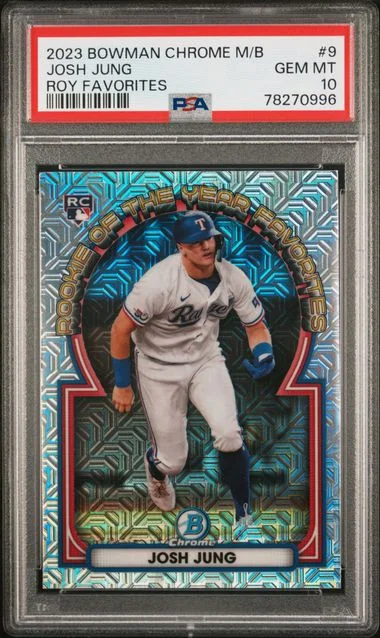 2023 Bowman Josh Jung Mega Box Chrome Roy Favorites #9 card image