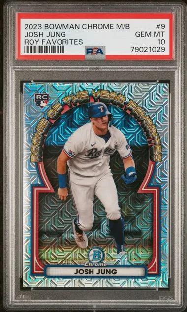 2023 Bowman Josh Jung Mega Box Chrome of the Year Favorites #ROYF-9 card image