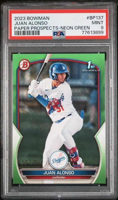 2023 Bowman Juan Alonso Paper Prospects Neon Green #Bp137 card image