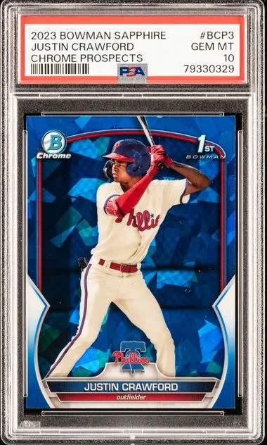 2023 Bowman Justin Crawford Sapphire Edition Chrome Prospects #BCP-3 card image