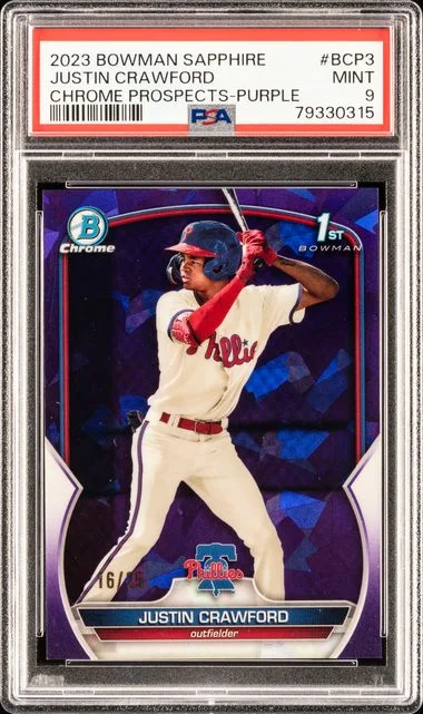 2023 Bowman Justin Crawford Sapphire Edition Chrome Prospects Orange #BCP3 card image