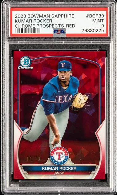 2023 Bowman Kumar Rocker Sapphire Edition Chrome Prospects Red Refractor #BCP-39 card image