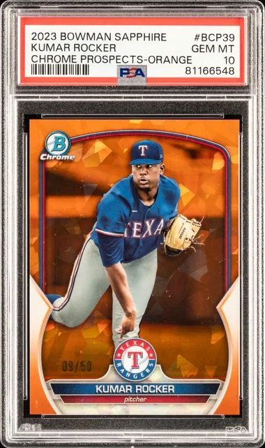 2023 Bowman Kumar Rocker Sapphire Edition Chrome Prospects Orange #Bcp39 card image
