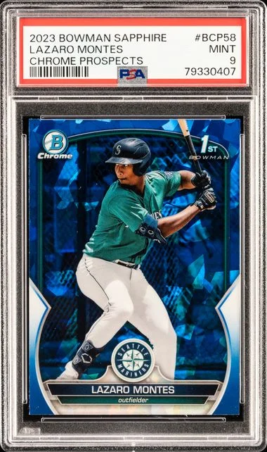 2023 Bowman Lazaro Montes Sapphire Edition Chrome Prospects #Bcp58 card image