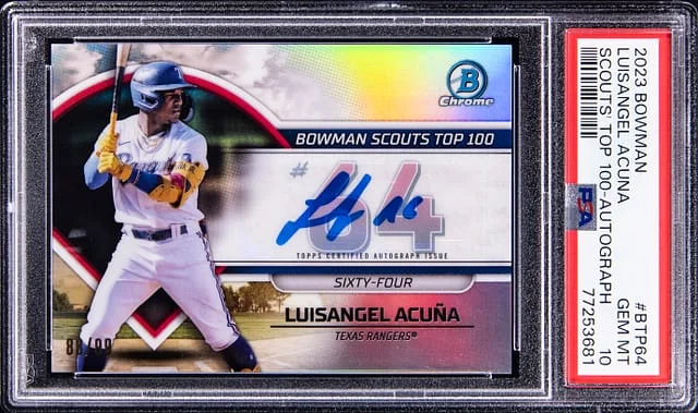 2023 Bowman Luisangel Acuna Scouts' Top 100 Autograph #BTP-64 card image