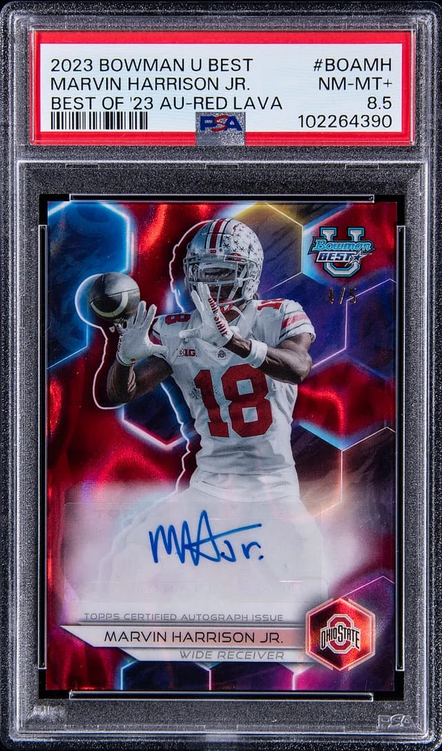 2023 Bowman Marvin Harrison Jr. U Best Of 2023 Autograph Red Lava #BOA-MH card image