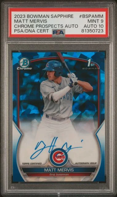 2023 Bowman Matt Mervis Sapphire Edition Chrome Prospects Autographs Orange #BSPA-MM card image