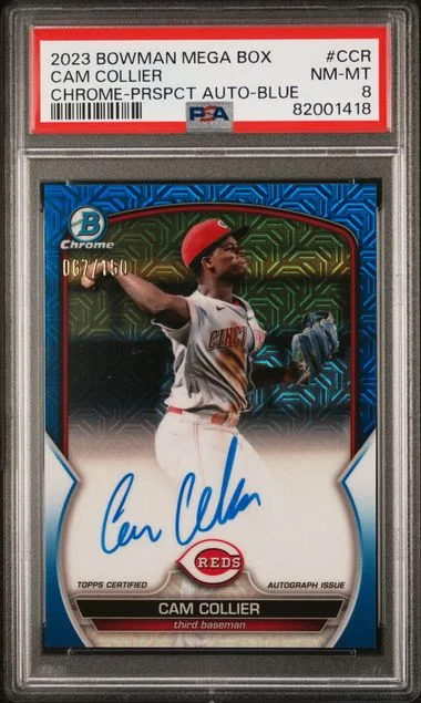 2023 Bowman Mega Box Chrome Prospect Autographs Blue Ccr Cam Collier #no-number card image