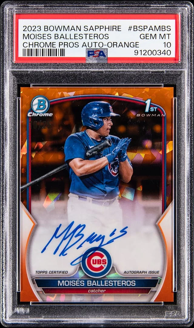2023 Bowman Moises Ballesteros Sapphire Edition Chrome Prospect Autographs Orange #BSPA-MBS card image