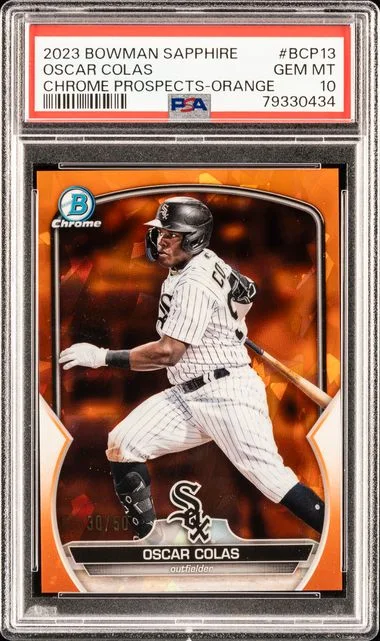 2023 Bowman Oscar Colas Sapphire Edition Chrome Prospects Orange #Bcp13 card image