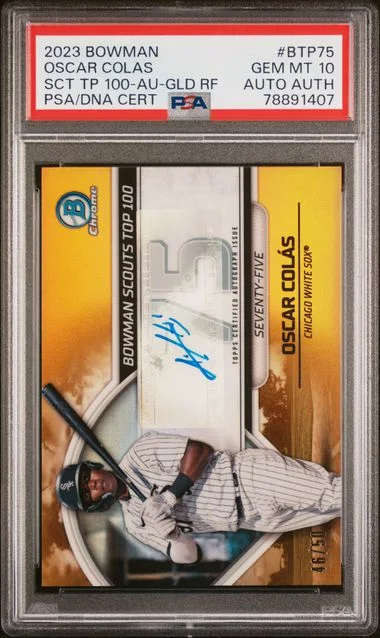 2023 Bowman Oscar Colas Scouts' Top 100 Autograph-Gold Refractor #BTP75 card image