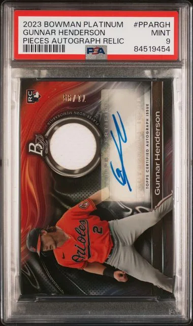 2023 Bowman Platinum Gunnar Henderson Platinum Pieces Autograph Relic #PPARGH card image