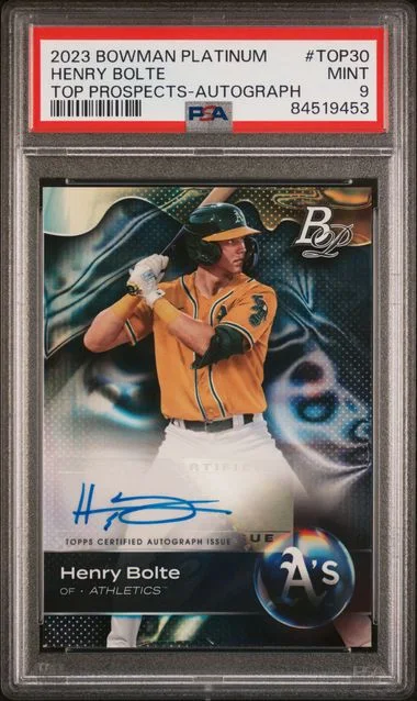 2023 Bowman Platinum Henry Bolte Top Prospects Autograph #Top30 card image