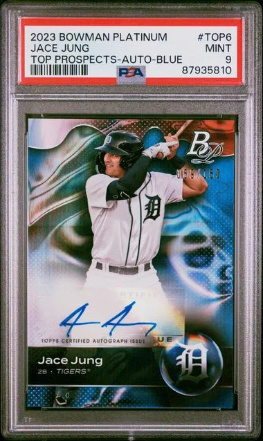 2023 Bowman Platinum Jace Jung Top Prospects Autograph-Blue #TOP6 card image