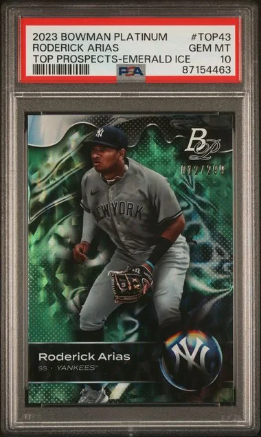 2023 Bowman Platinum Roderick Arias Top Prospects Emerald Ice #Top43 card image