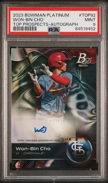2023 Bowman Platinum WON-BIN Cho Top Prospects Autograph #TOP92 card image