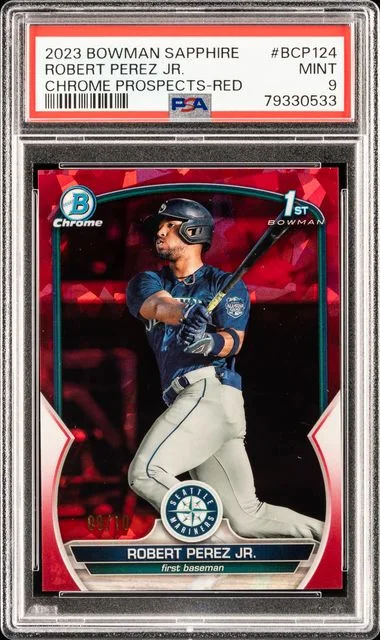 2023 Bowman Robert Perez Jr. Sapphire Edition Chrome Prospects Red Refractor #BCP-124 card image