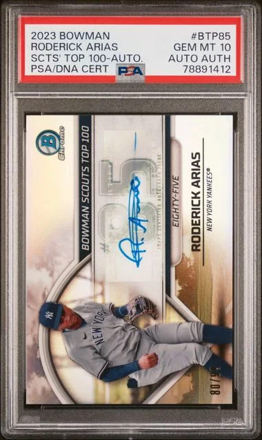 2023 Bowman Roderick Arias Scouts' Top 100 Autograph #BTP-85 card image