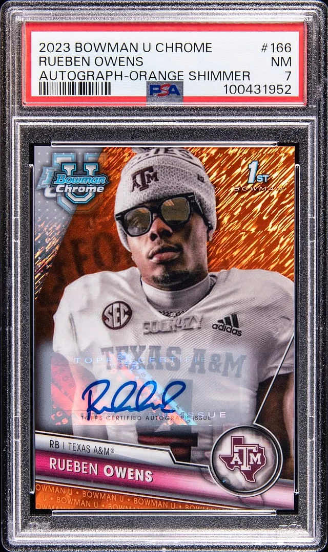 2023 Bowman Rueben Owens U Chrome Autograph Orange Shimmer #166 card image