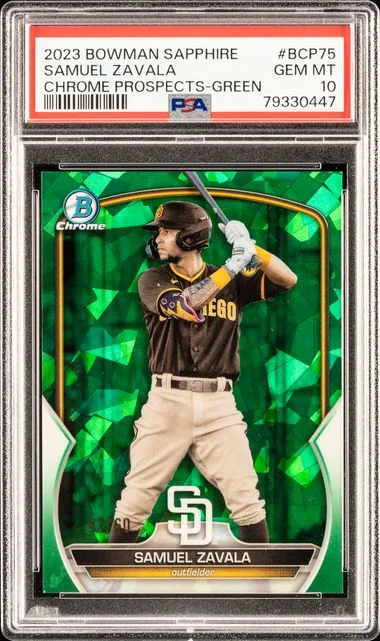 2023 Bowman Samuel Zavala Sapphire Edition Chrome Prospects Green #Bcp75 card image
