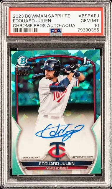 2023 Bowman Sapphire Edition Chrome Prospects Autographs Aqua Bspaej Edouard Julien #no-number card image
