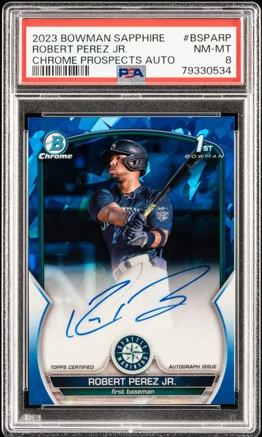 2023 Bowman Sapphire Edition Chrome Prospects Autographs Bsparp Robert Perez Jr. #no-number card image