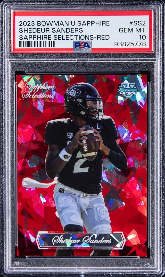 2023 Bowman Shedeur Sanders U Chrome Sapphire Edition Sapphire Selections Red Refractor #SS-2 card image