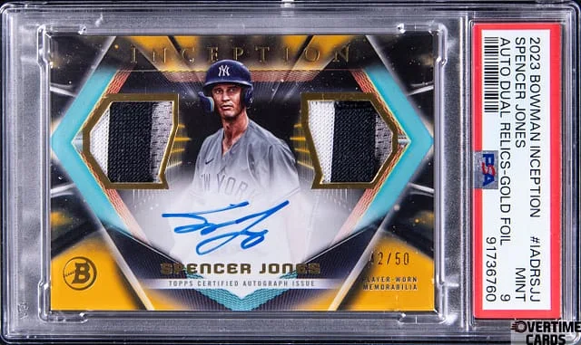 2023 Bowman Spencer Jones Inception Autograph Dual Relics Gold Foil #IADRSJJ card image