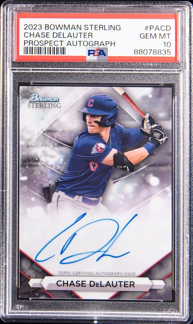 2023 Bowman Sterling Chase Delauter Prospect Autographs Refractor #PA-CD card image