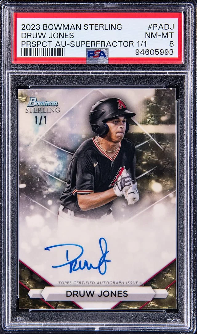 2023 Bowman Sterling Druw Jones Prospect Autograph SuperFractor #PA-DJ card image