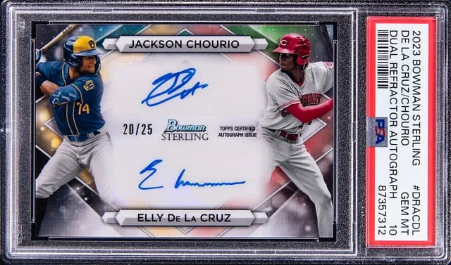 2023 Bowman Sterling Elly De La Cruz/Jackson Chourio Dual Refractor Autograph #DRACDL card image